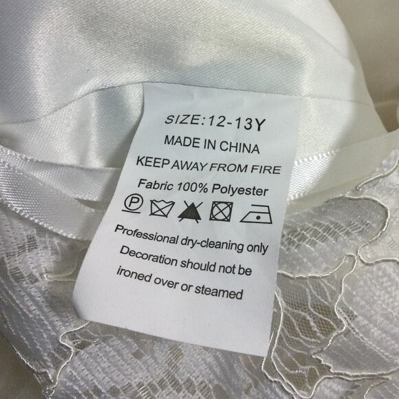 FLOWER GIRL PARTY DRESS SZ 12-13 Y white blue lace beaded wedding NEW 0B18 - Picture 7 of 7